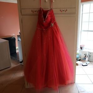 Mori Lee Red Sequined Prom Ballgown
